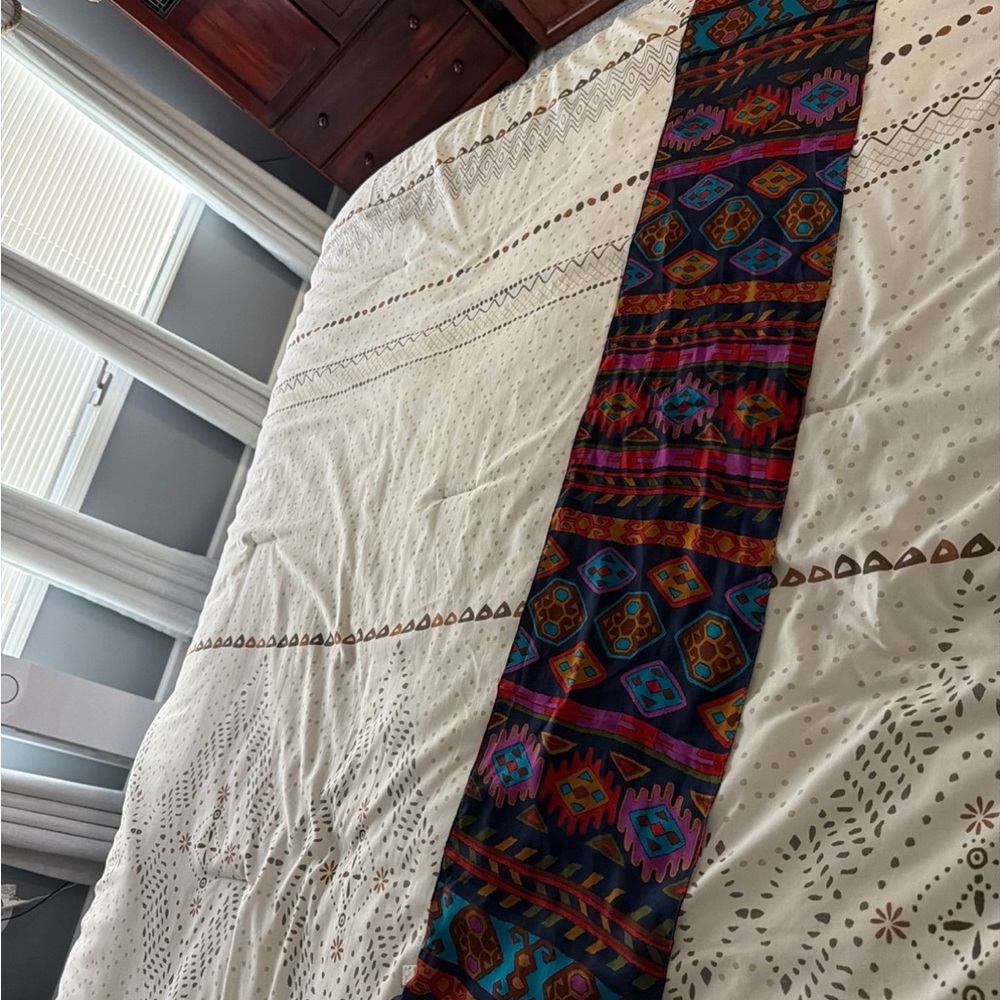 Echo Navy Silk Scarf with Teal, Magenta and Mustard Geometric Print